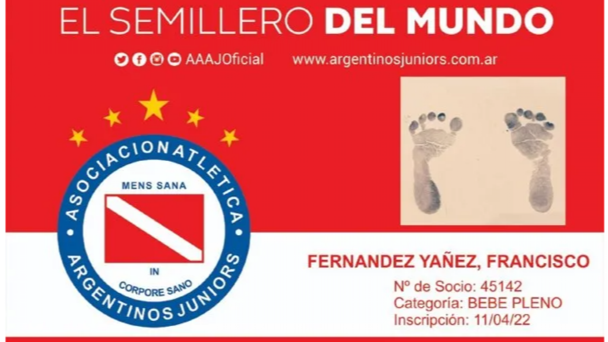 El hijo de Alberto y Fabiola ya es socio de Argentinos Juniors